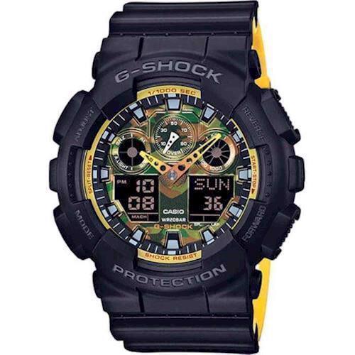 Image of G-Shock sort resin med stål quartz multifunktion Herre ur fra Casio, GA-100BY-1AER